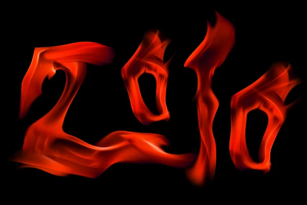 Red 2010 number fire flame imitation