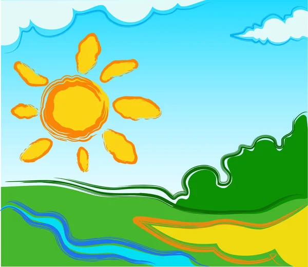 Vector landscape with sun