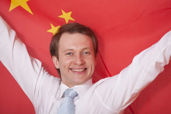 Fanatic man with china flag