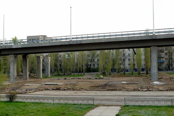 Construction of the new bridge in city