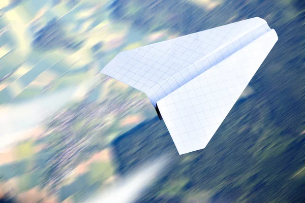 Paper plane flying