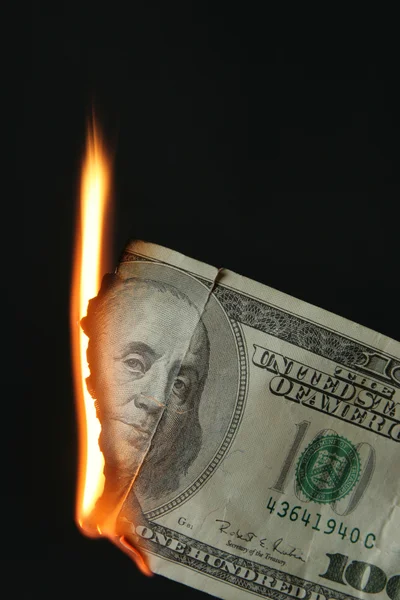 Dollars bill on fire
