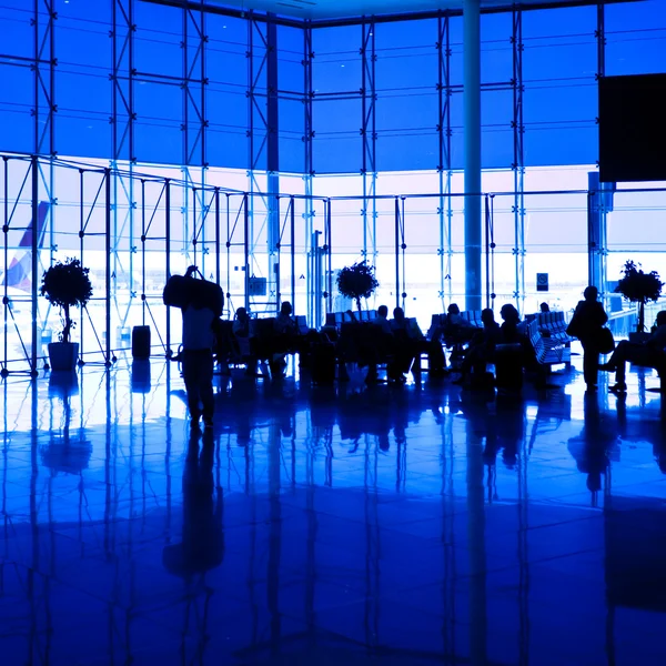 Blue airport hall