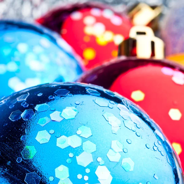Red and blue christmas balls