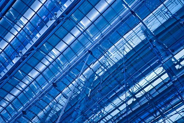 Abstract blue diagonal ceiling