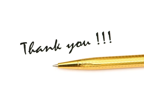 Thank you message and pen isolated