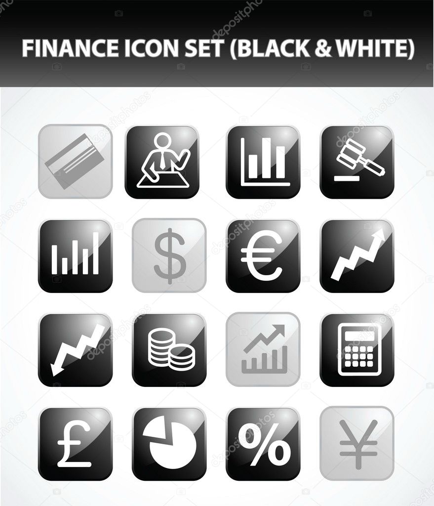 Finance Icon Set (Black & White) — Stock Vector © artlosk #1266668
