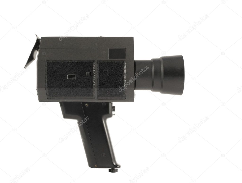 Vintage movie camera isolated i...