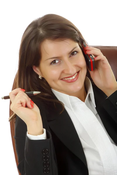 Young business woman calling by phone.