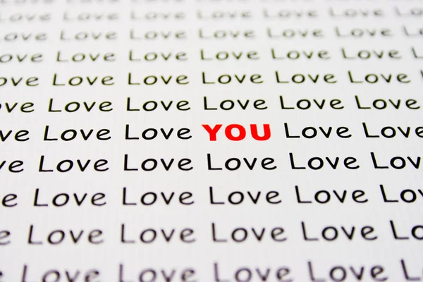 Love text on paper