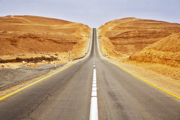 The highway in desert in spring day