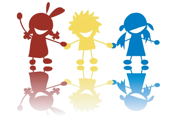 children holding hands vector. Happy little children holding