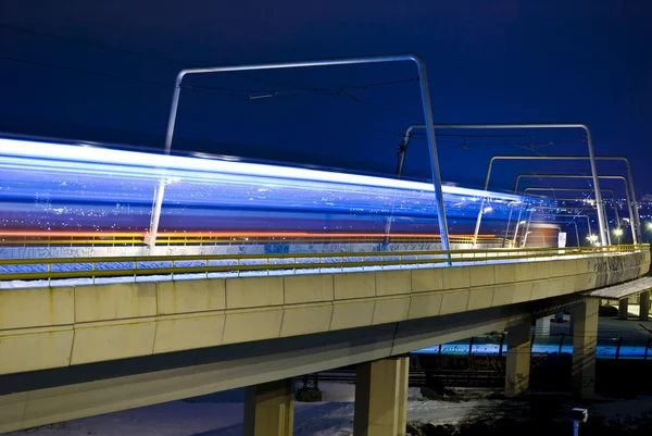 Night bridge and train