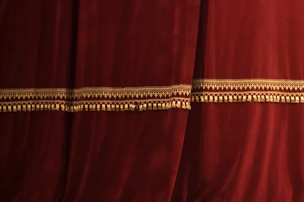 Theater stage red curtains