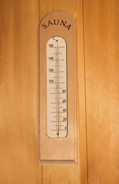 Thermometer on wooden wall