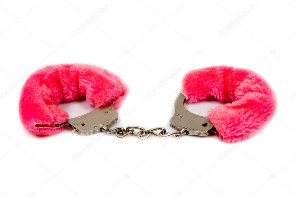 Pink fur handcuffs isolated — Stock Photo © AndyTu 1393508