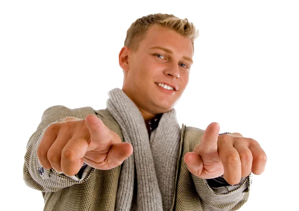 Cool young guy pointing at you by Ribkov Dagim Stock Photo