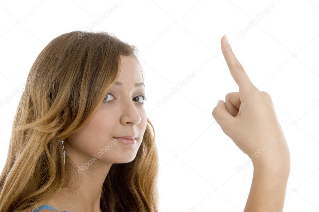 girl showing index finger