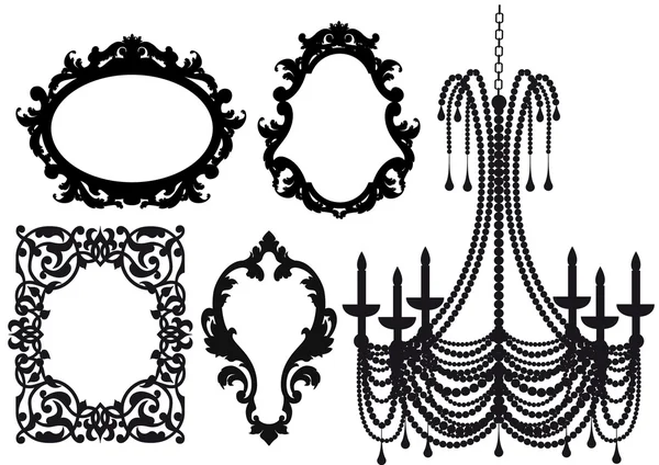 Chandelier and picture frames, vector