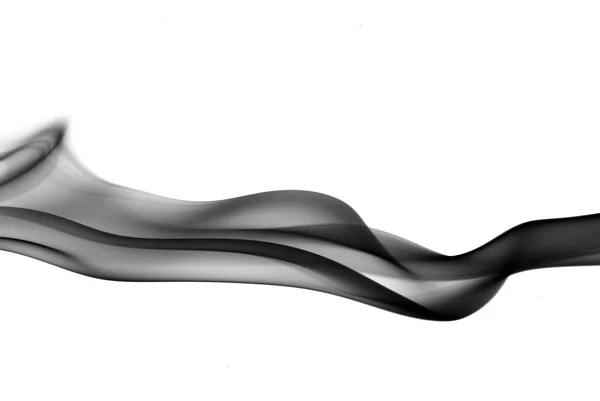 Abstract horizontal smoke wave over white