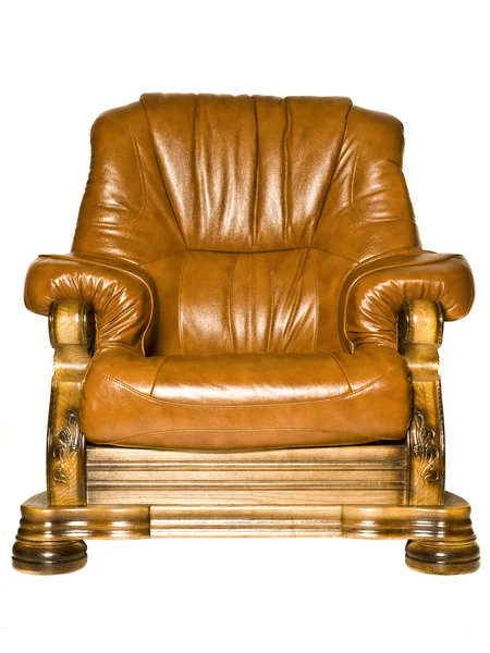 Antique leather armchair isolated