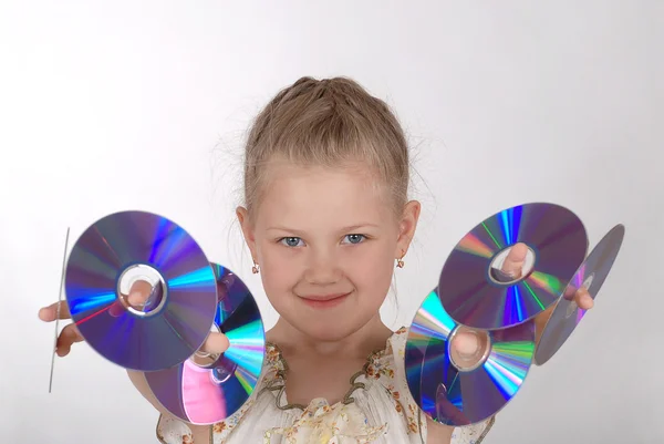 The girl holds CD