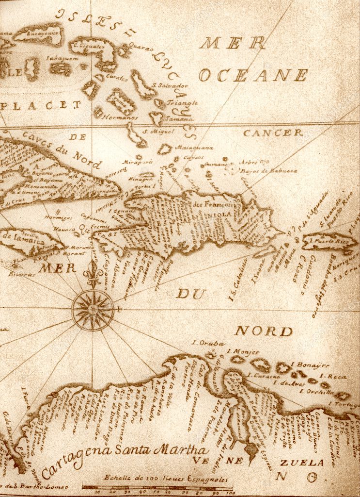 old map caribbean