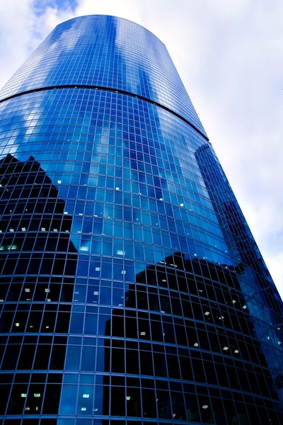 Bright blue business tower