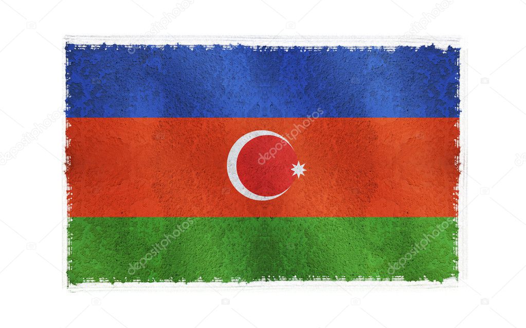Flag of Azerbaijan on old wall