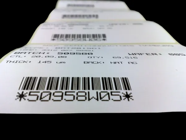 Labels with the printed bar codes