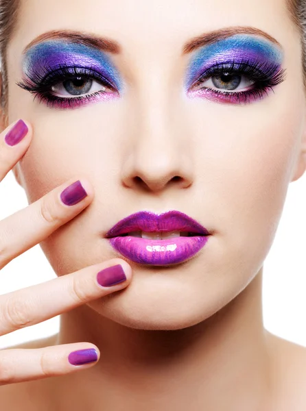 Face Makeup on Female Face With Fashion Make Up   Stock Photo    Vitaly Valua