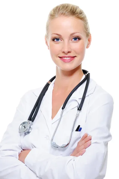 Successful doctor with stethoscope by Vitaly Valua Stock Photo