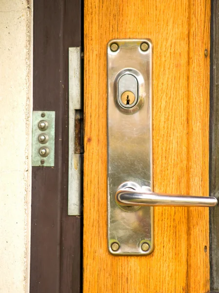 A modern day lock on a front door — Stock Photo #1460856
