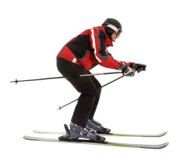 Skier man in ski slalom pose