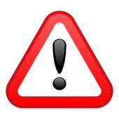 三角红色警告路标与黑色背景上的感叹号标记符