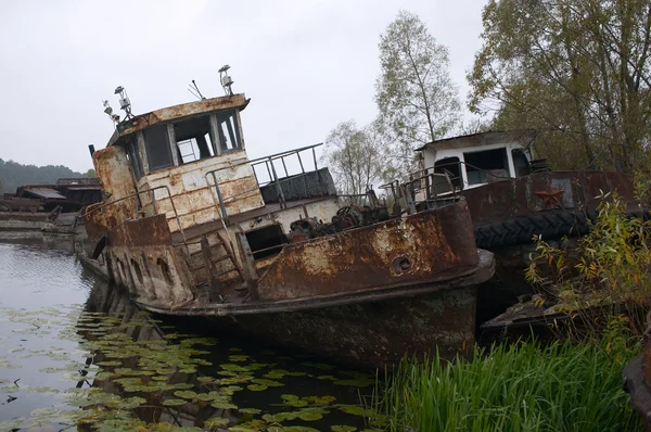 Blasted rusty boat