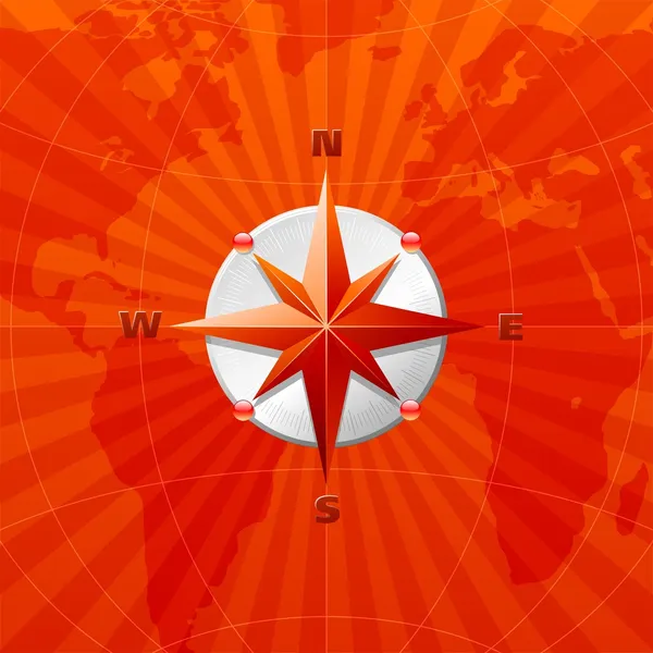 world map vector file. Compass rose on a world map