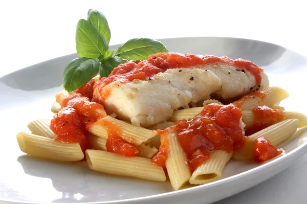 Cooked cod loins tomato sauce