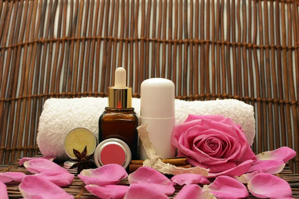 Natural cosmetics with flowers