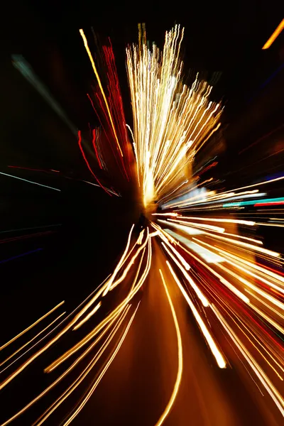 Car lights in motion blur