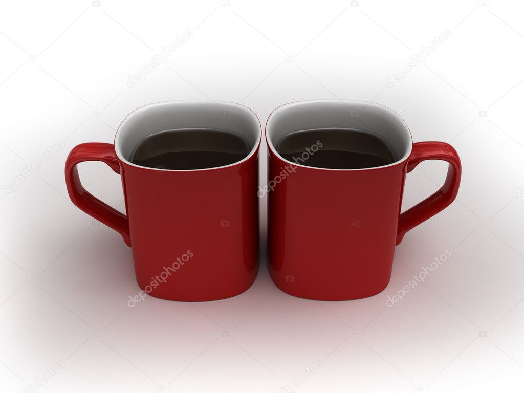 Coffee love  two kissing cups — Stock Photo © eldorado3d 1872939