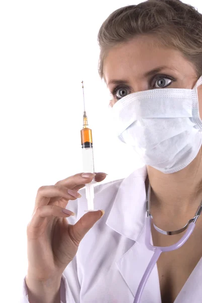 The nurse with syringe