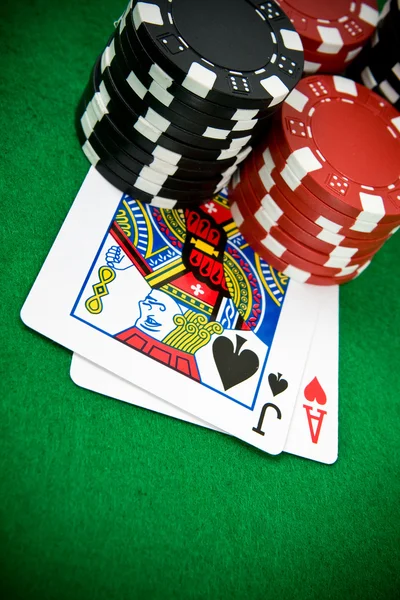 Ace of hearts and black jack