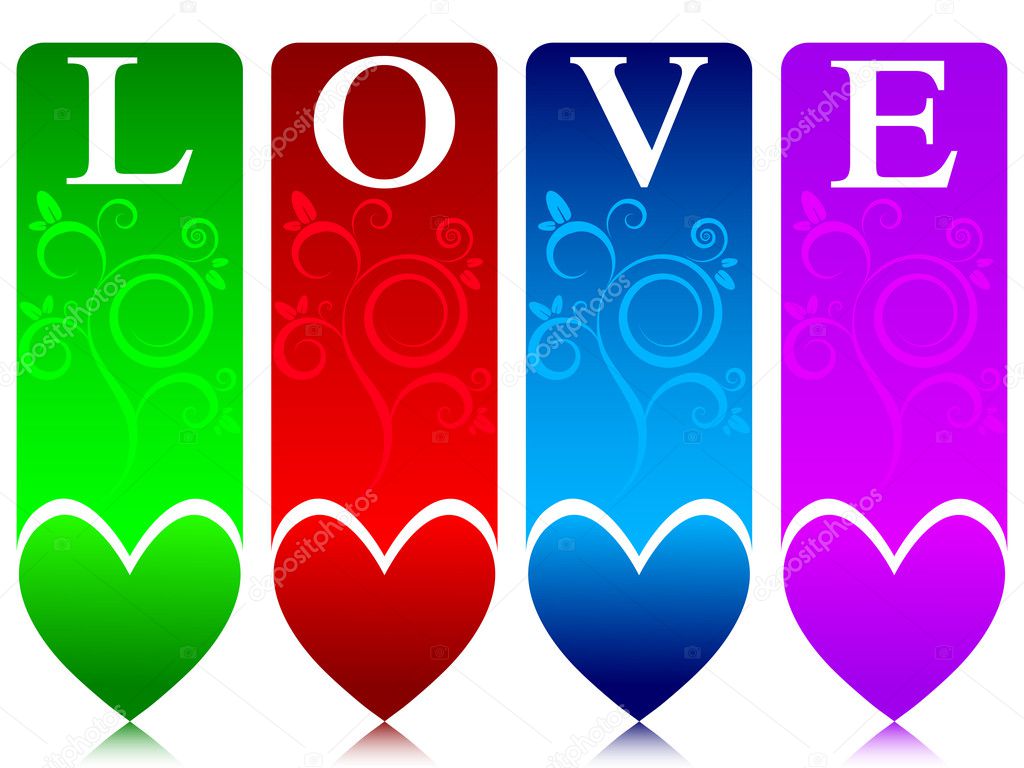 Colored Love Banners — Stock Vector © Dezign80 1698961 4293