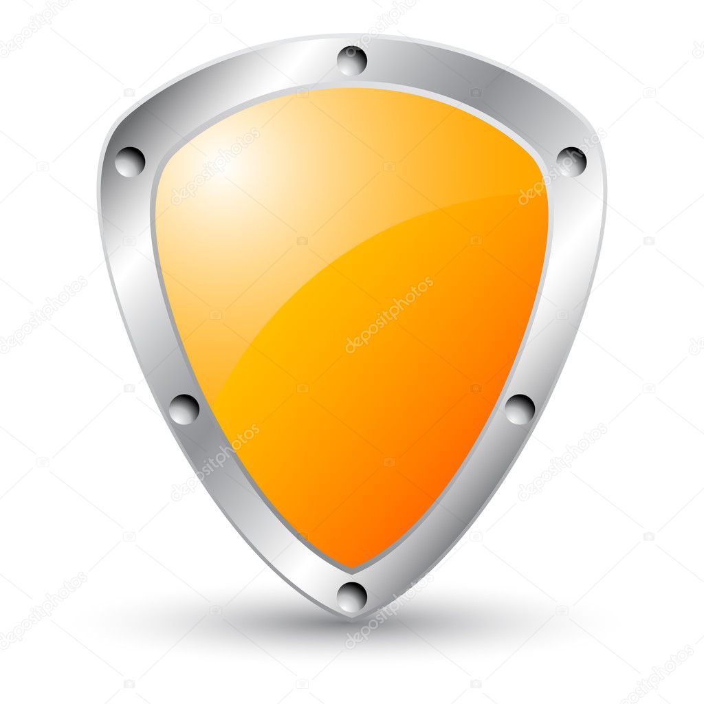 Orange shield — Stock Vector © dezign80 1703998