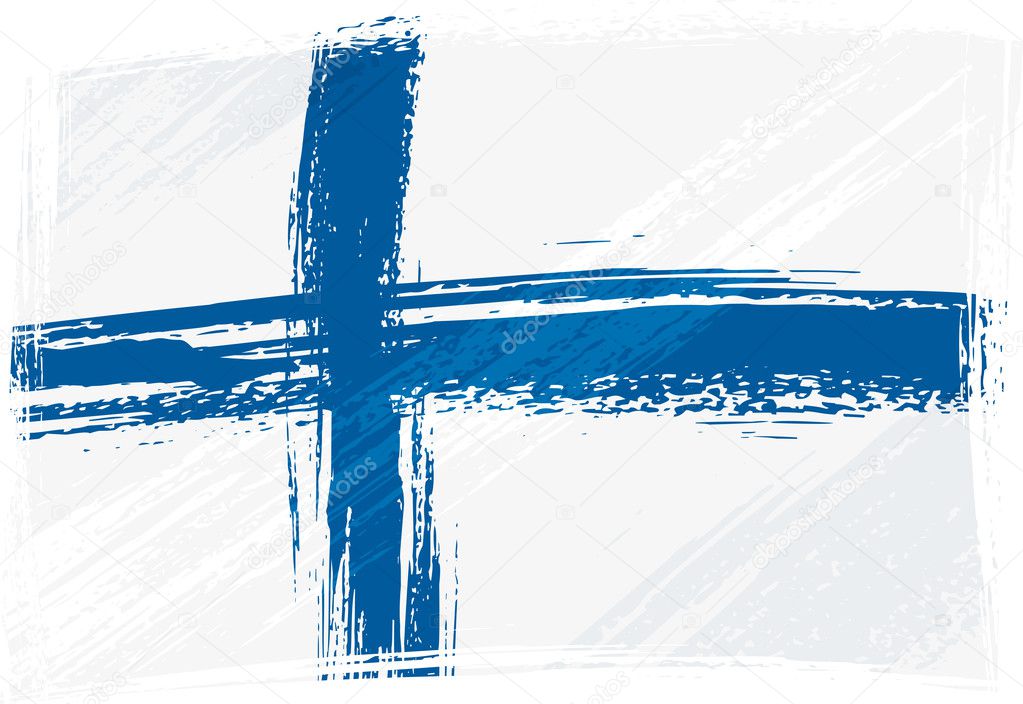 Finland national flag created in grunge style