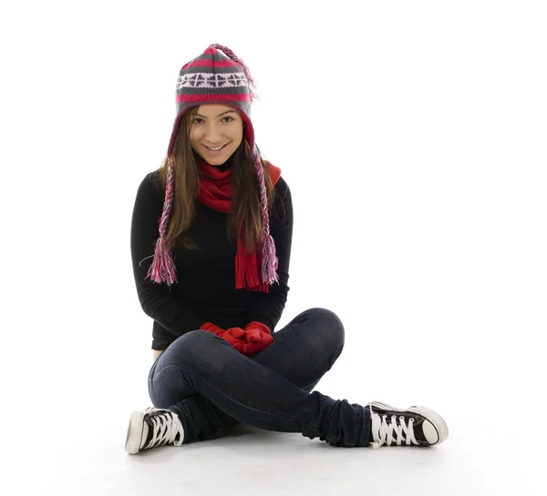 Smile girl in winter cap