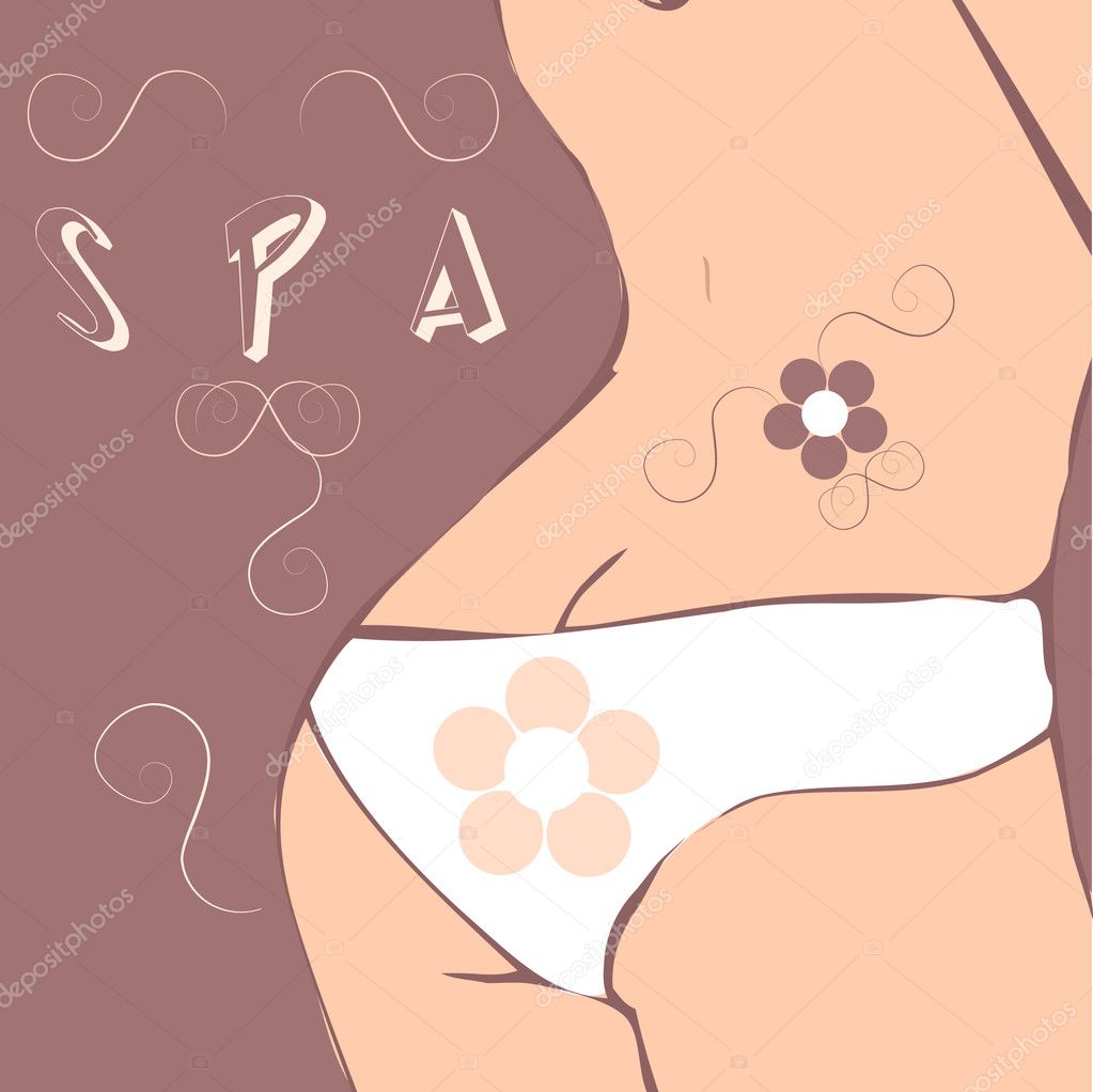 Vector woman body with flower