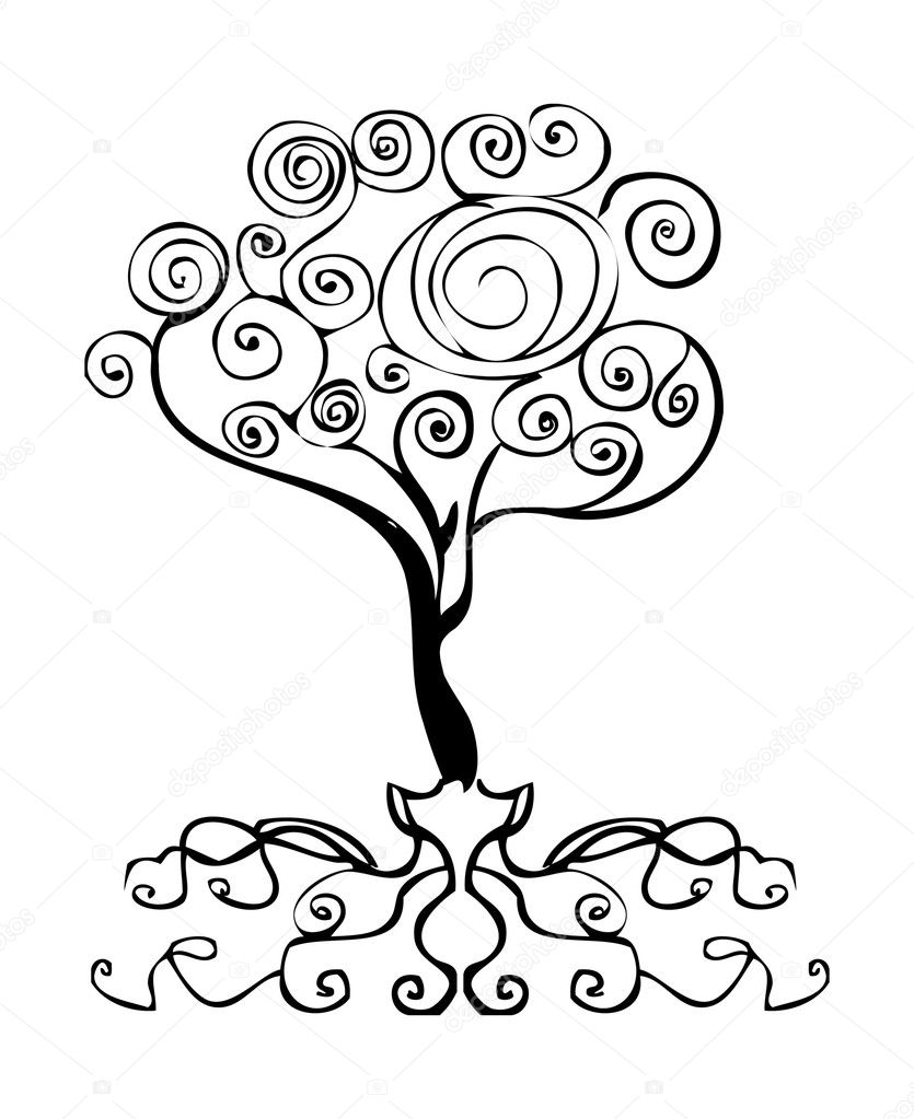 Vector tattoo tree decor