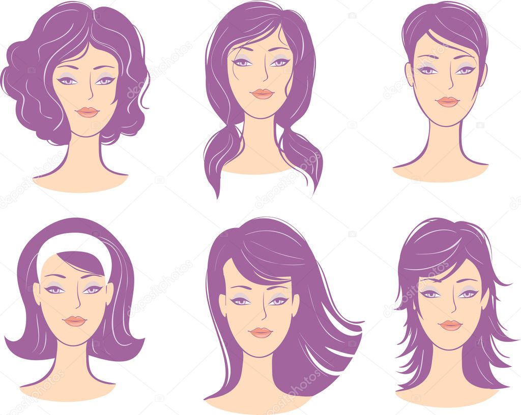 set woman face hairstyle